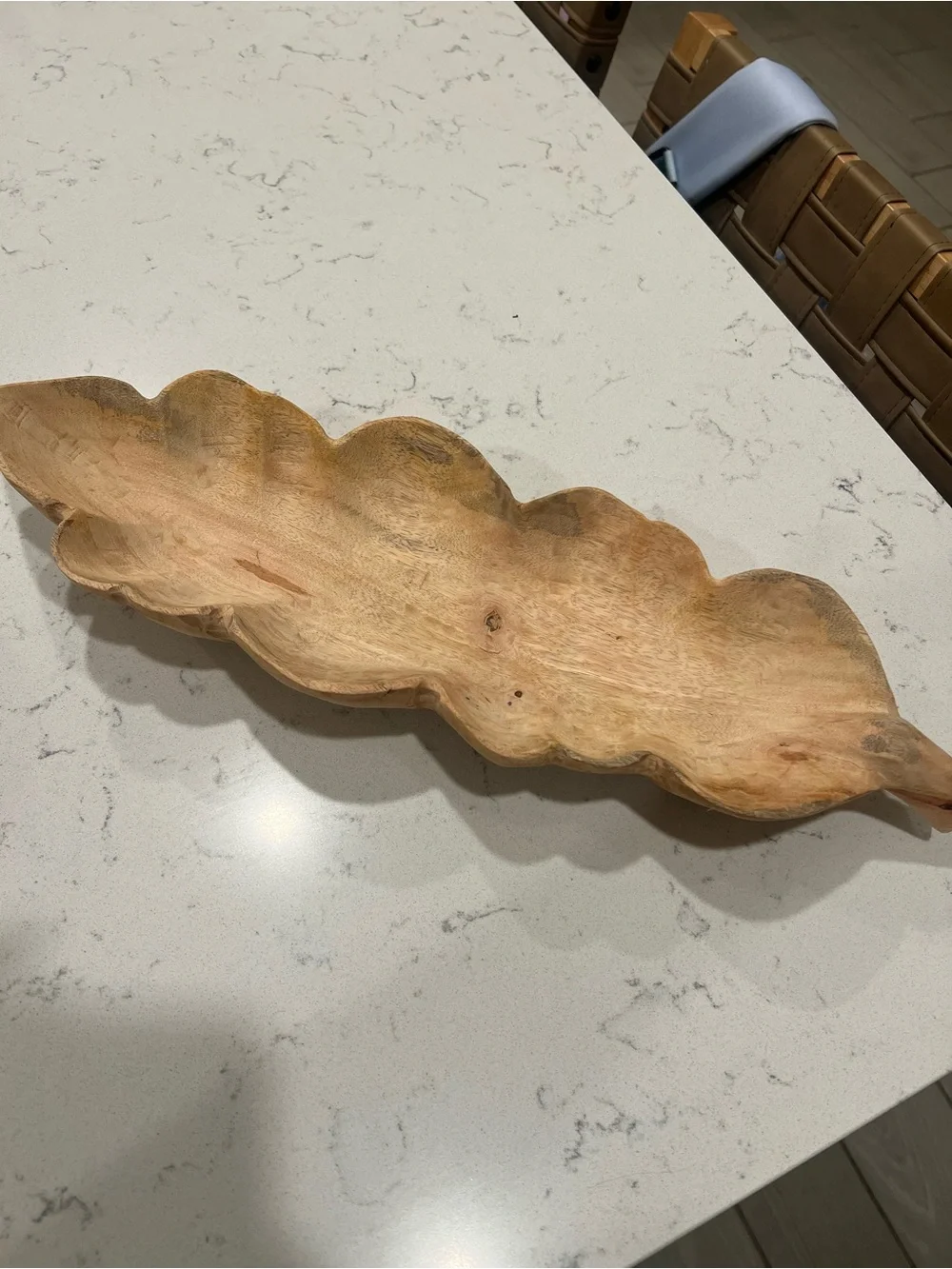 Natural Wood Leaf Decorative Tray - Neutral Brown